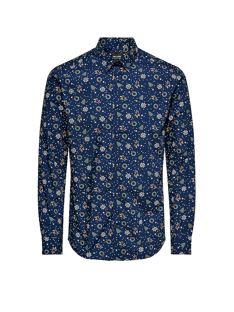 ONLY & SONS Hemd Regular Fit ONSXMAS  blau | XL